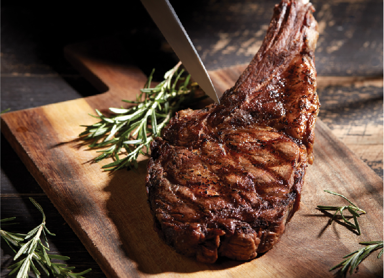 Enjoy the Black Angus Grain-Fed Tomahawk at $99 with 20% off all wines at COLLIN'S!